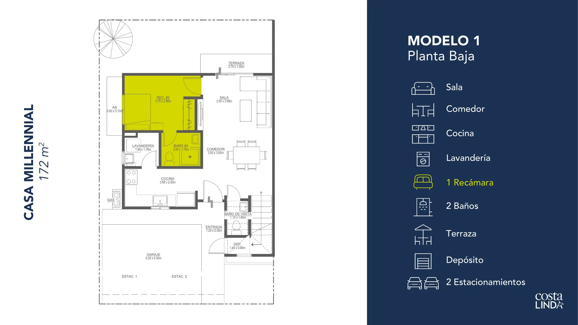 Plano de la Casa Millennial — Modelo 1, planta baja