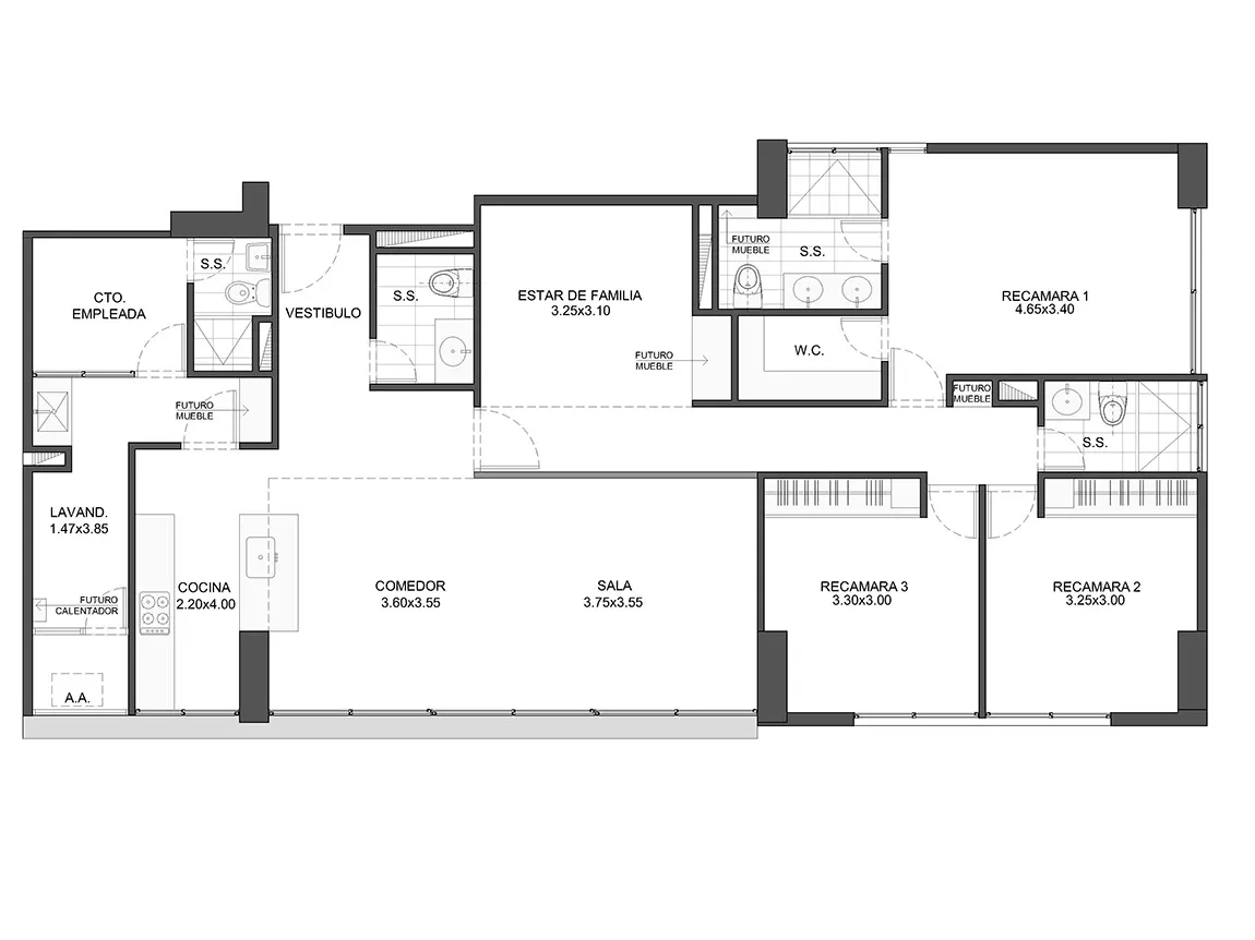 Plano del modelo LUXURY — 151 m²