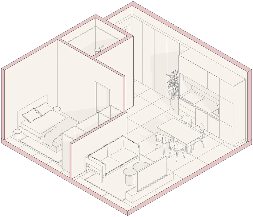 Planta del apartamento Tipo B en Paly